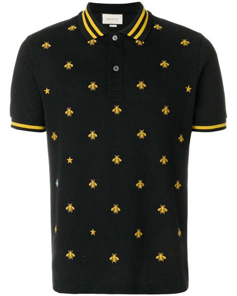 mens polo gucci shirt|gucci bee embroidered polo shirt.